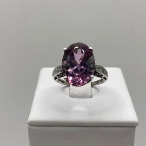 Vintage Kabana Sterling Silver Oval Cut Purple Amethyst Ring 7